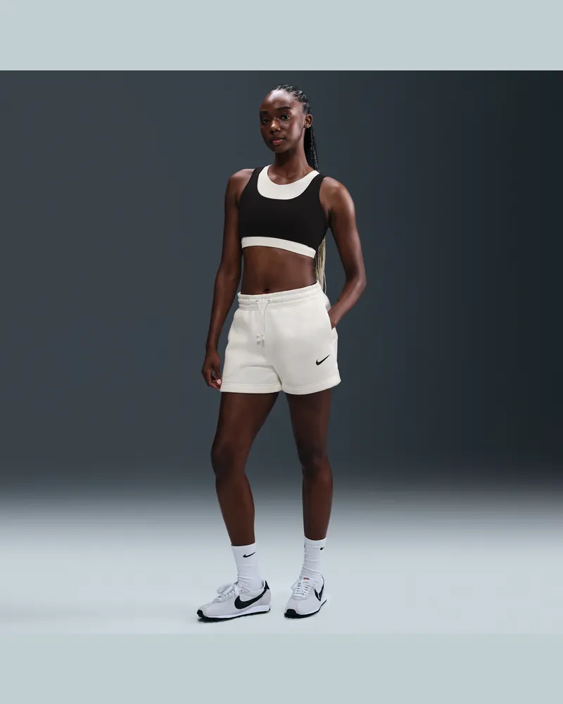 Nike Phoenix Fleece Shorts mit mittelhohem Bund (Damen, ca. 10 cm) - Weiß Weiß