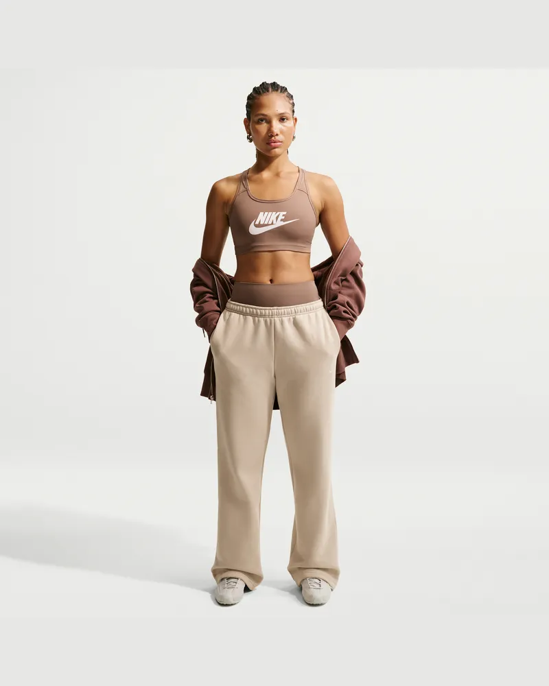 Nike Studio Fleece mittelschwere Hose mit mittelhohem Bund und offenem Saum (Damen) - Braun Braun