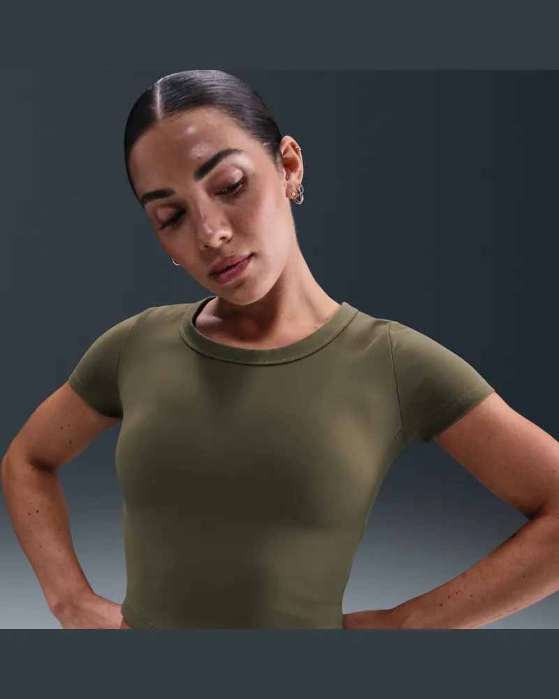Nike One Fitted Dri-FIT Crop Top mit kurzen Ärmeln für Damen - Grün Grün