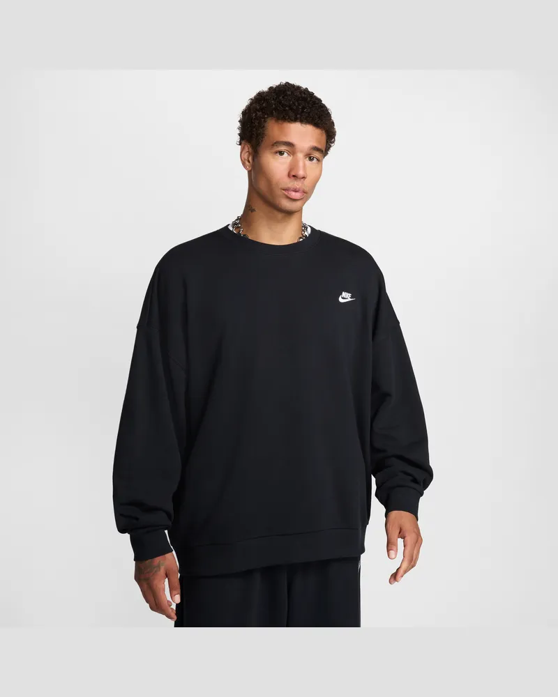 Nike Club Fleece Oversize-Rundhalsshirt aus French Terry (Herren) - Schwarz Schwarz