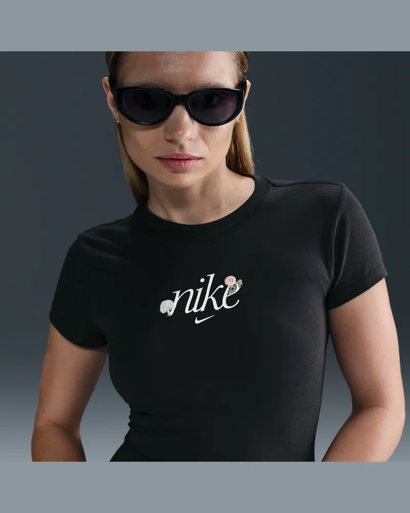 Nike Sportswear Chill Knit schmal geschnittenes T-Shirt mit Grafik (Damen) - Schwarz Schwarz