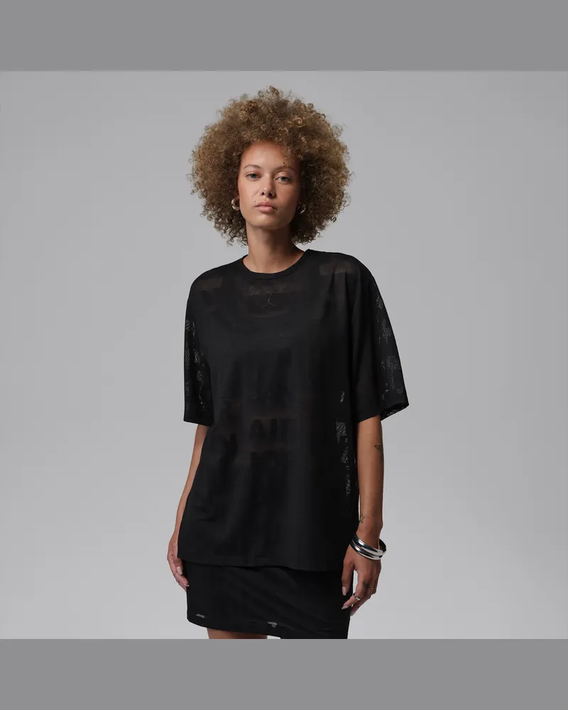 Jordan Flight Oberteil mit offenem Strickmuster (Damen) - Schwarz Schwarz