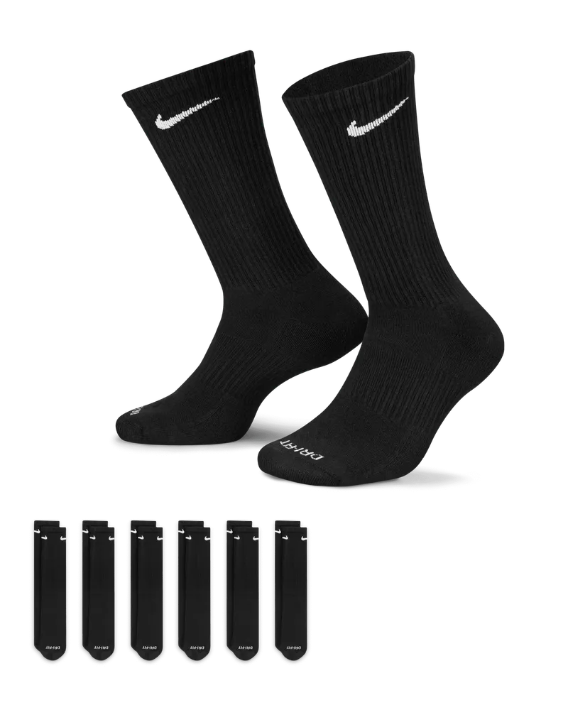 Nike Everyday Plus Cushioned Crew-Trainingssocken (6 Paar) - Schwarz Schwarz