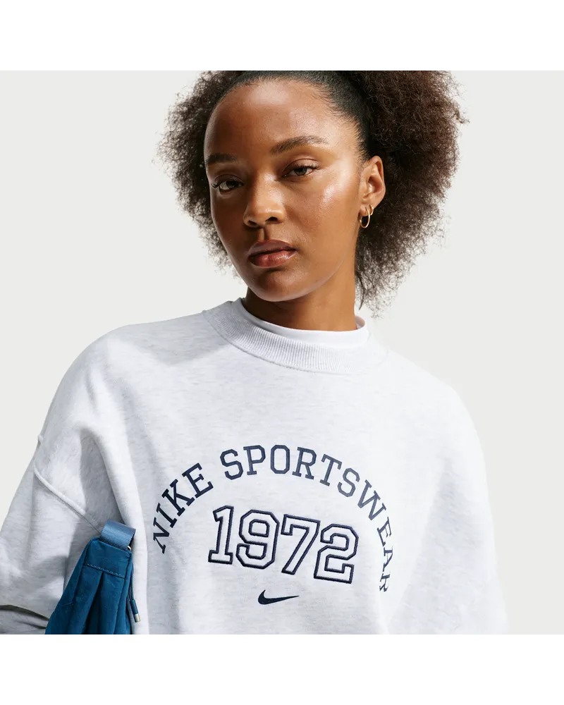 Nike Studio Fleece mittelschweres Material Oversize-Rundhalsshirt (Damen) - Braun Braun