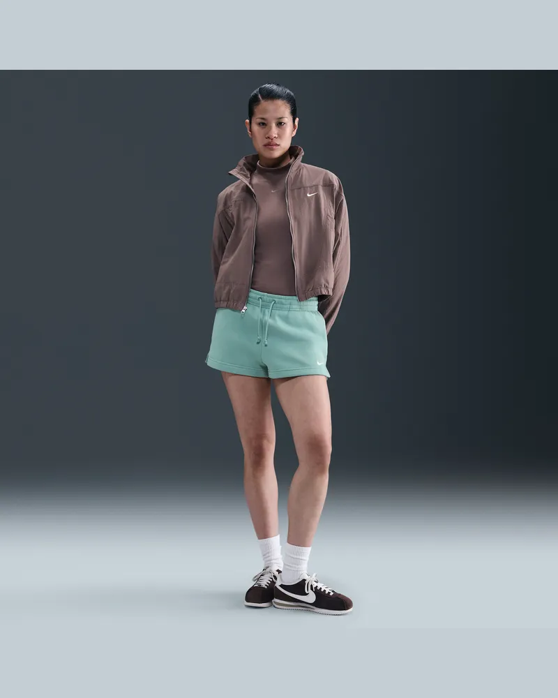 Nike Phoenix Fleece Shorts mit mittelhohem Bund (Damen, ca. 5 cm) - Grün Grün