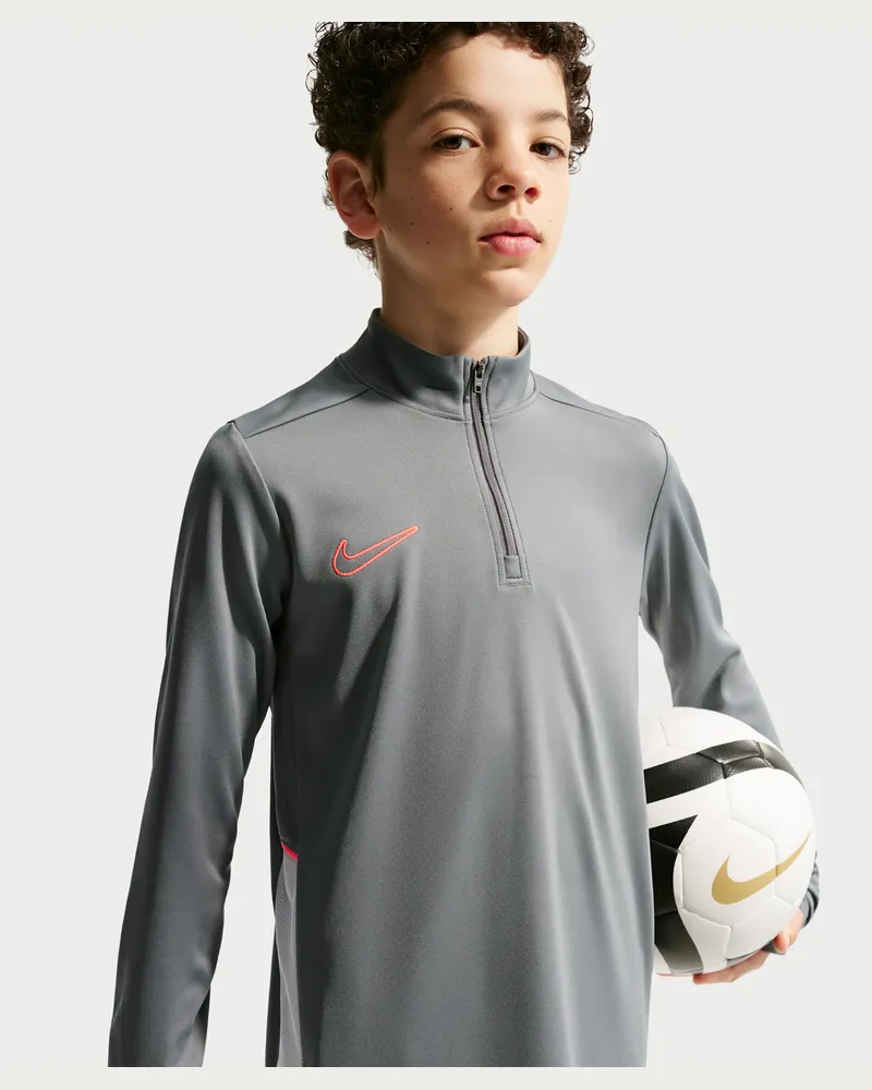 Nike Academy Dri-FIT Fußballtrainings-Longsleeve mit 1/4-Reißverschluss (ältere Kinder) - Grau Grau