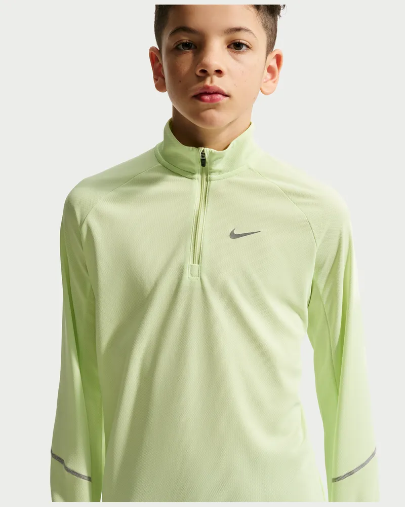 Nike Miler Dri-FIT Oberteil mit Halbreißverschluss (ältere Kinder) - Grün Grün