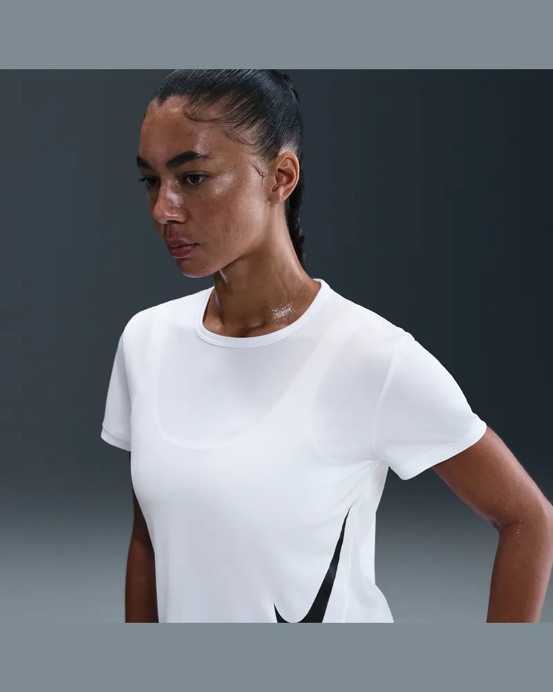 Nike Tempo Swoosh Run Nike Dri-FIT Kurzarm-Laufoberteil (Damen) - Weiß Weiß