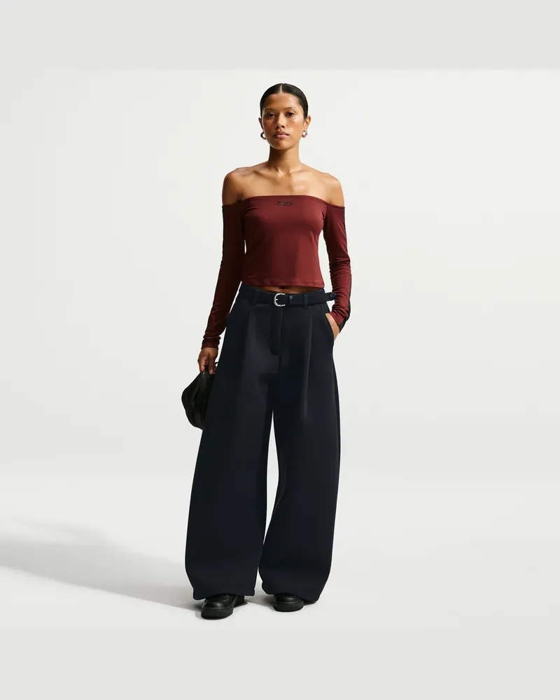 Nike Article Fleece Oversize-Hose mit mittelhohem Bund und weitem Bein (Damen) - Schwarz Schwarz