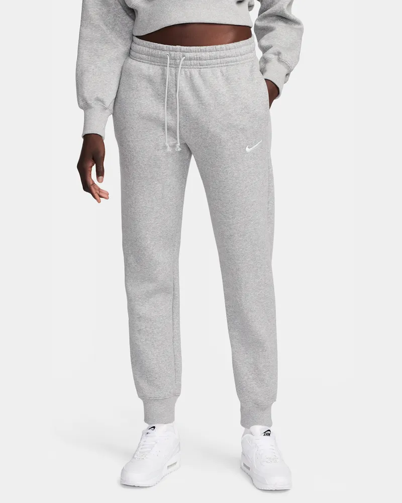 Nike Phoenix Fleece Damen-Trainingshose mit mittelhohem Bund - Grau Grau