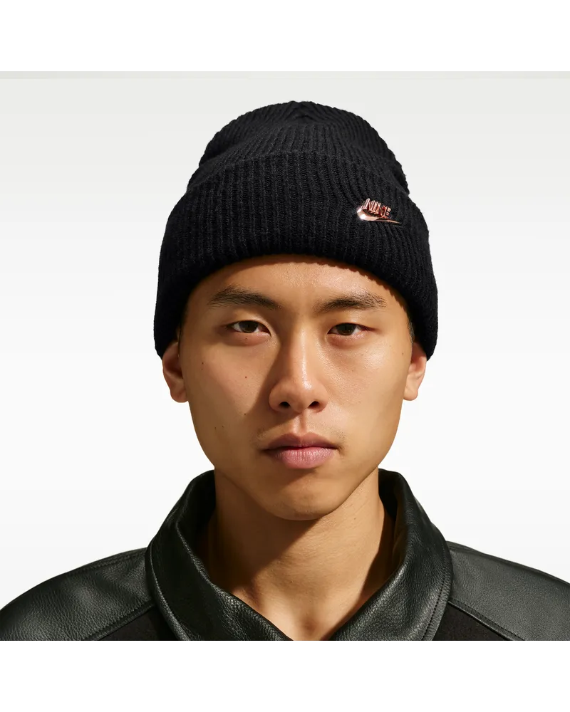 Nike Peak Metal Futura Beanie mit hohem Bündchen - Schwarz Schwarz
