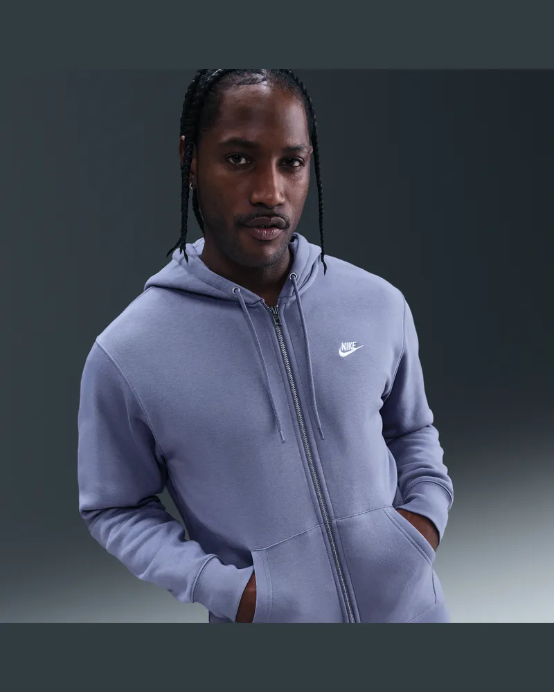 Nike Club Fleece-Hoodie mit durchgehendem Reißverschluss (Herren) - Blau Blau