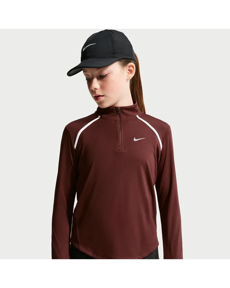 Nike Tempo Dri-FIT Longsleeve-Oberteil mit halbem Reißverschluss für ältere Kinder (Mädchen) - Lila Lila