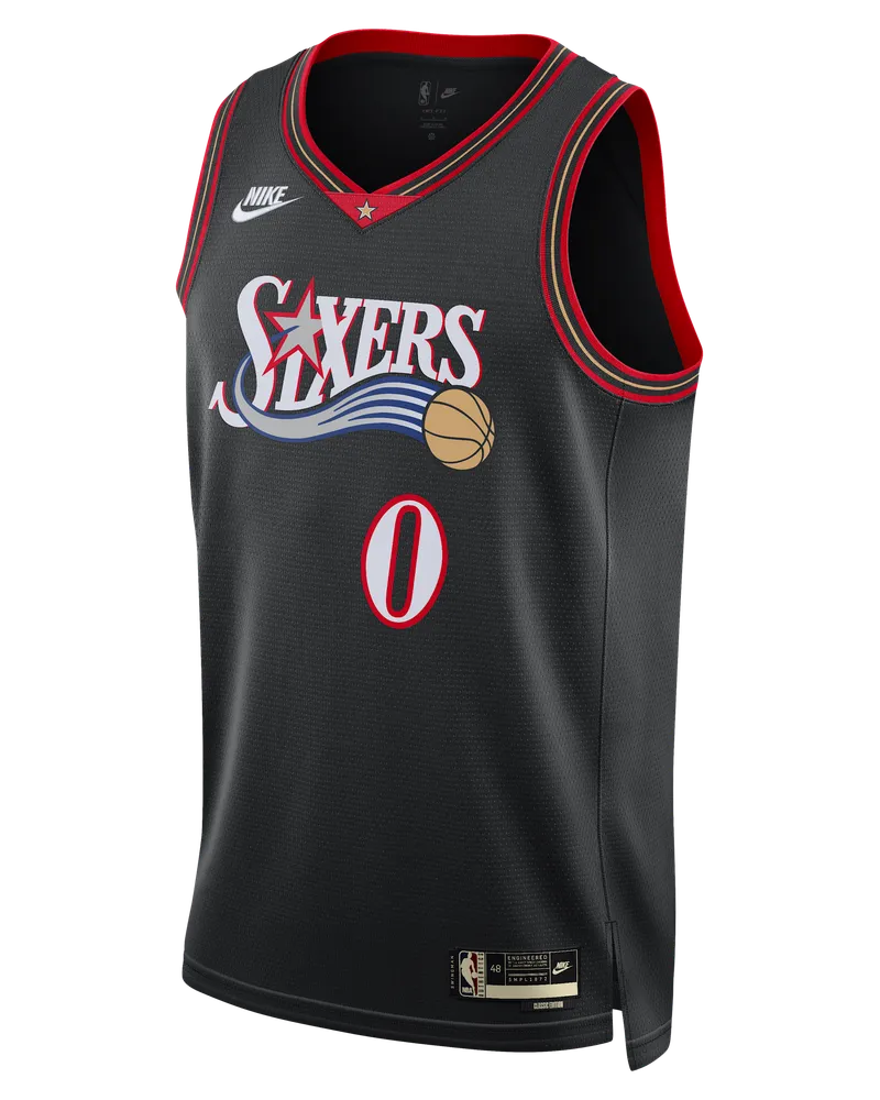 Nike Philadelphia 76ers 2025/26 Hardwood Classics  Dri-FIT NBA Swingman Trikot (Herren) - Schwarz Schwarz