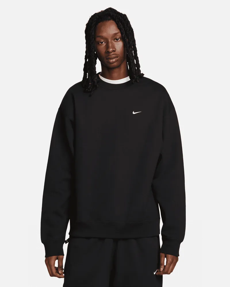 Nike Solo Swoosh Fleece-Rundhalsshirt für Herren - Schwarz Schwarz