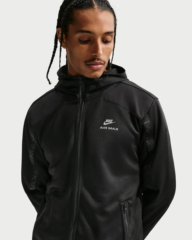 Nike Air Max Herren-Hoodie mit durchgehendem Reißverschluss - Schwarz Schwarz