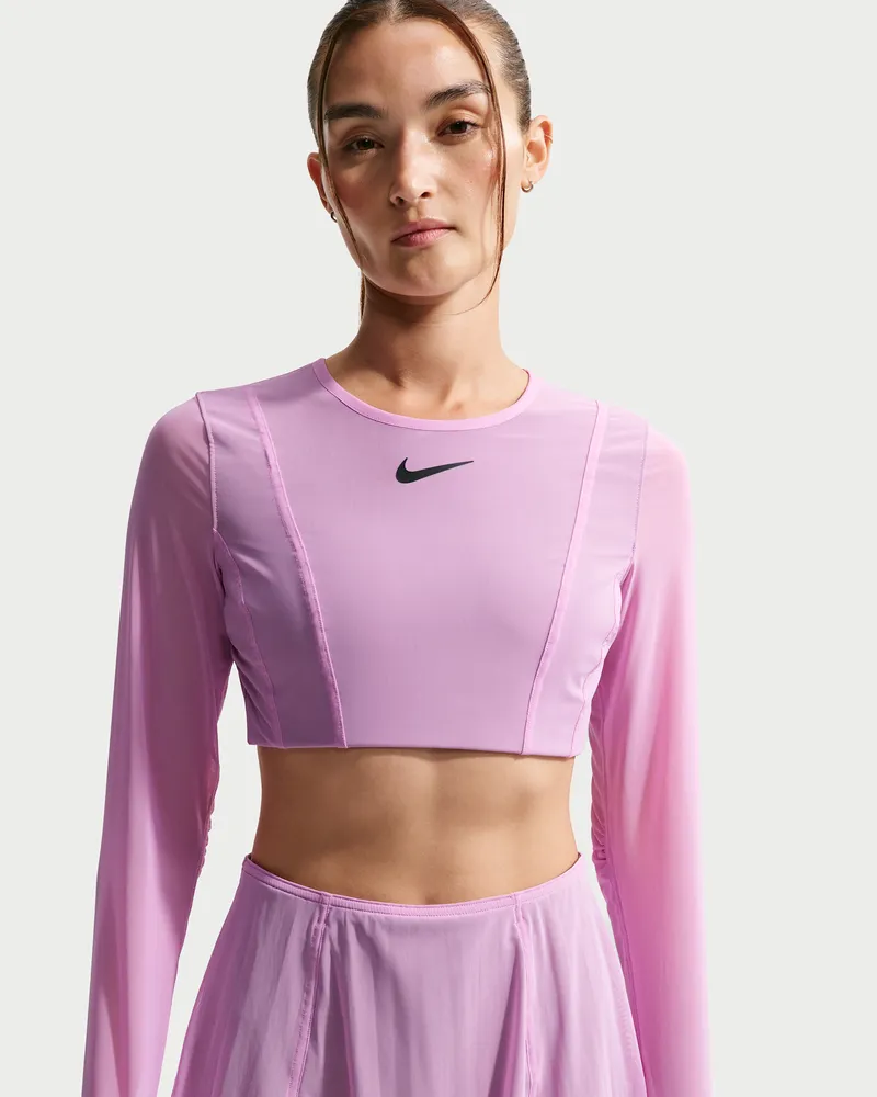 Nike Court Slam verkürztes Longsleeve-Tennisoberteil (Damen) - Lila Lila