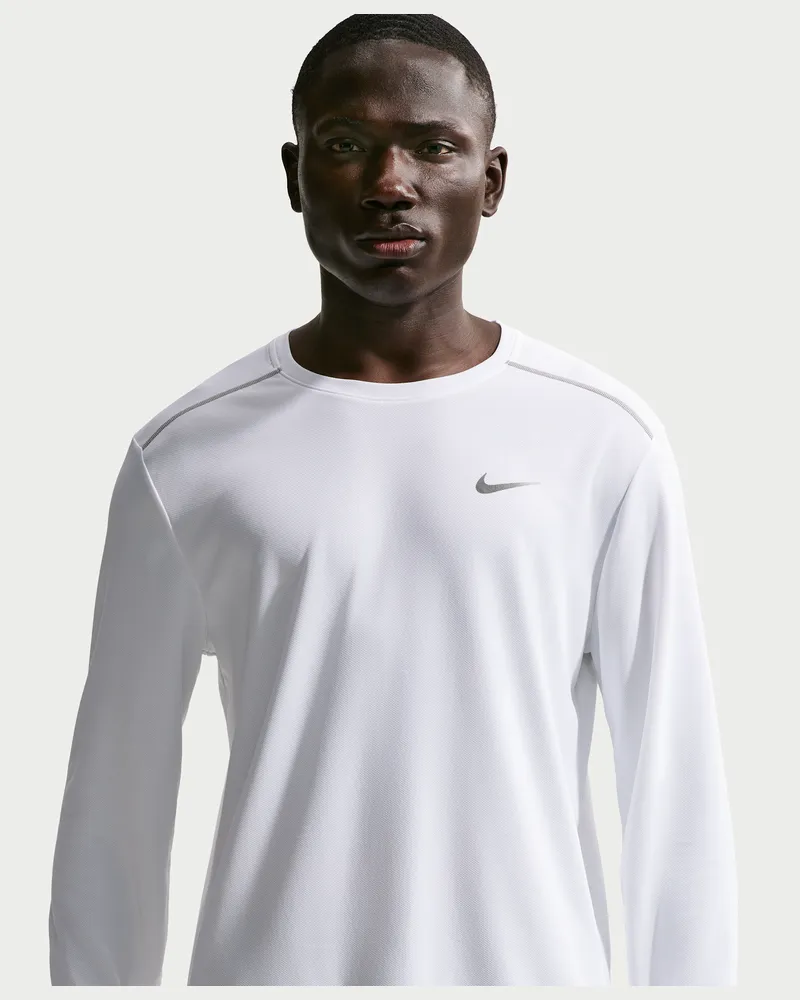 Nike Miler Dri-FIT Langarm-Laufoberteil für Herren - Weiß Weiß