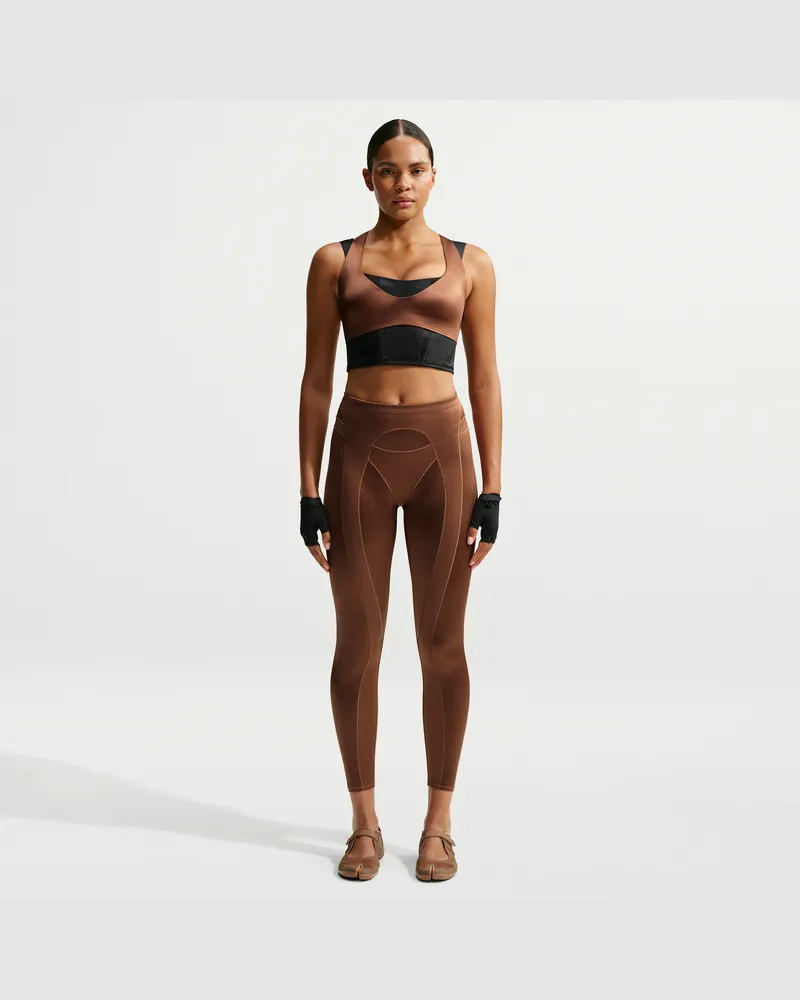 Nike SKIMS Satin Shine Leggings mit hohem Bund (66 cm, Damen) - Braun Braun