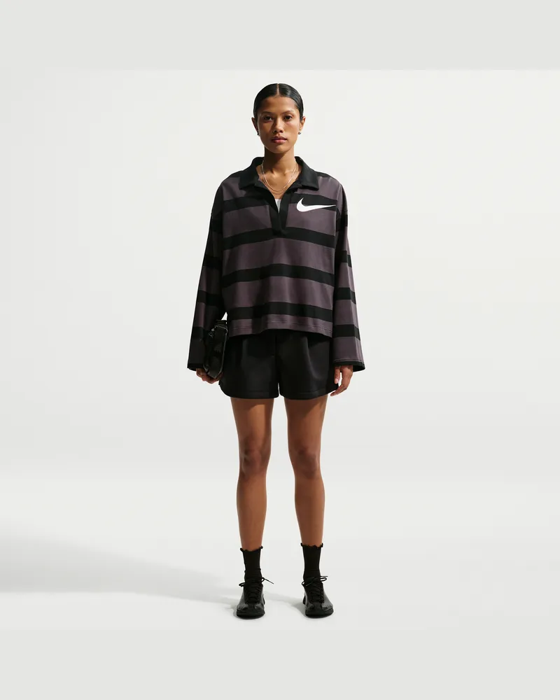 Nike Pregame Fleece weite, taillierte Shorts mit mittelhohem Bund (Damen) - Schwarz Schwarz