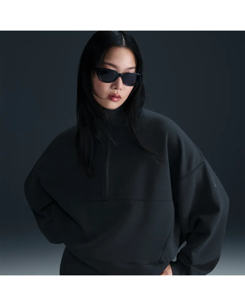 Nike 24.7 ImpossiblySoft Oversize-Oberteil mit Dri-FIT-Technologie und Halbreißverschluss (Damen) - Schwarz Schwarz