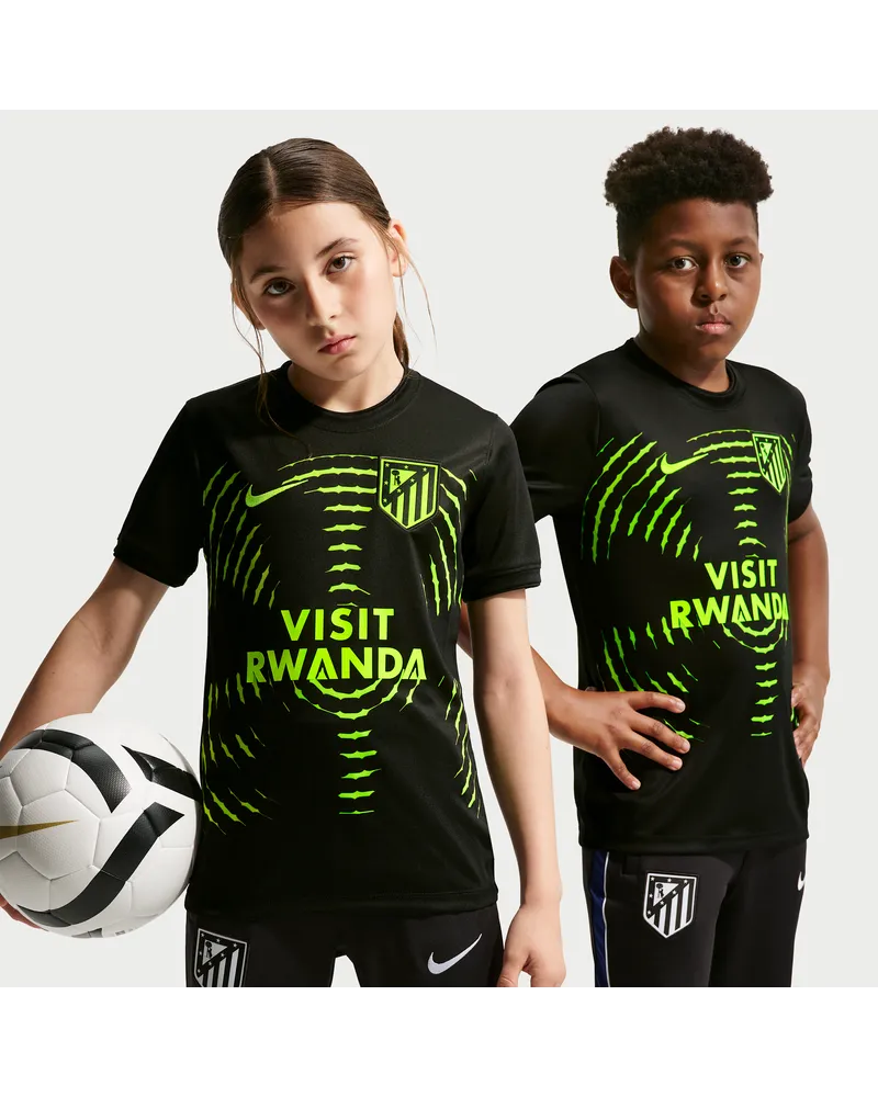 Nike Atlético Madrid Away  Pre-Match-Fußballoberteil mit Dri-FIT-Technologie (ältere Kinder) - Schwarz Schwarz
