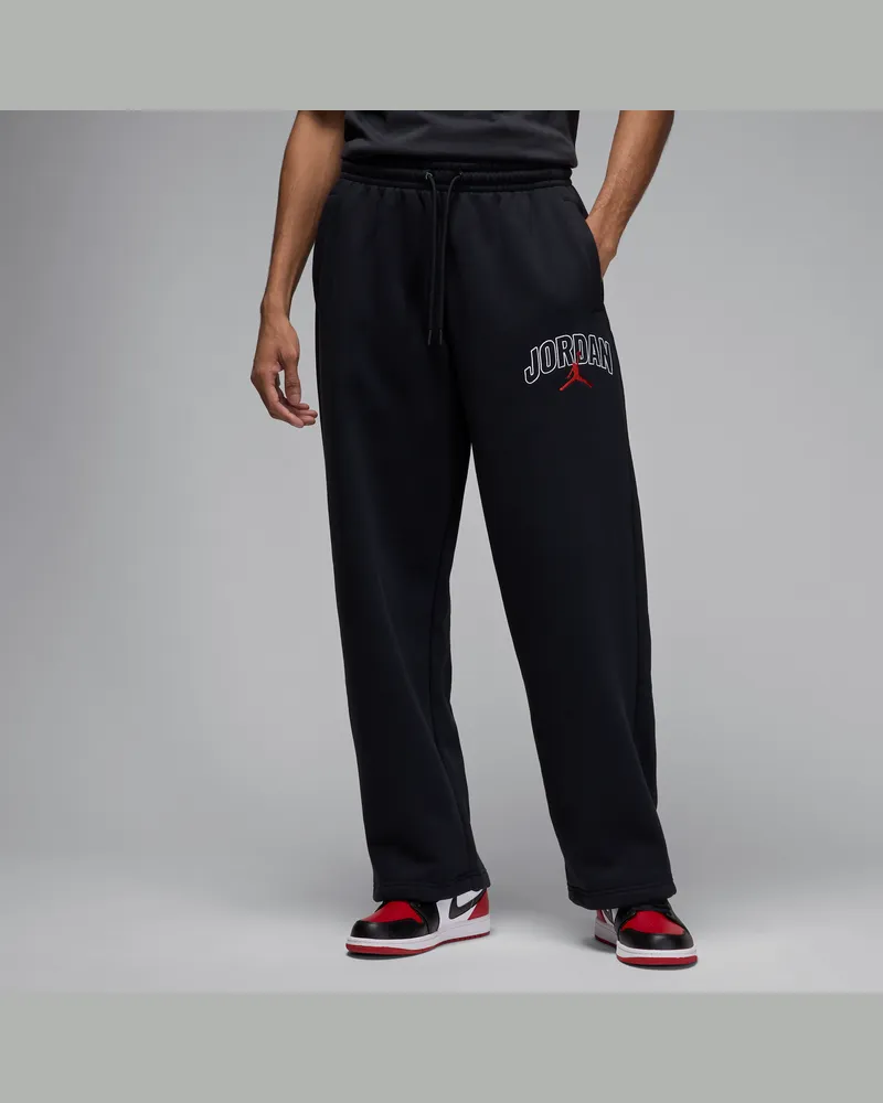 Jordan Brooklyn Fleece Oversize-Hose mit offenem Saum (Herren) - Schwarz Schwarz