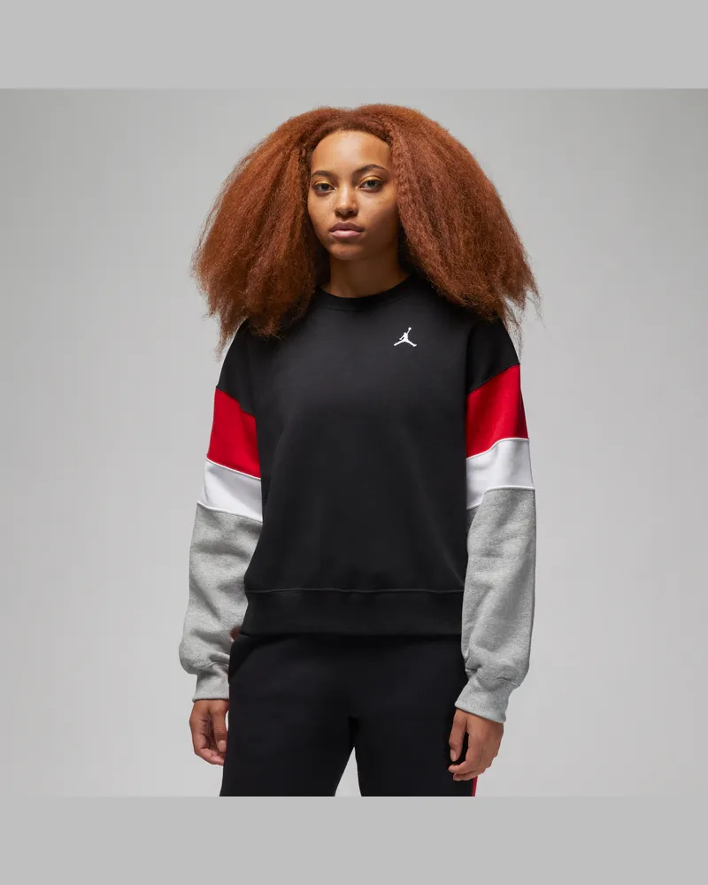 Nike Jordan Brooklyn Fleece Damen-Sweatshirt mit Rundhalsausschnitt - Schwarz Schwarz