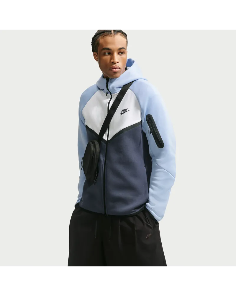 Nike Tech Windrunner-Jacke aus Fleece mit durchgehendem Reißverschluss (Herren) - Blau Blau