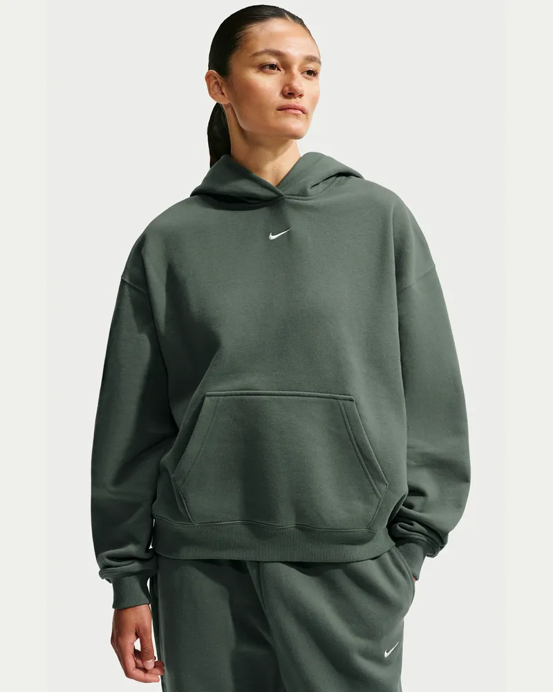 Nike Studio Fleece Oversize-Kapuzenpullover aus mittelschwerem Material (Damen) - Grün Grün
