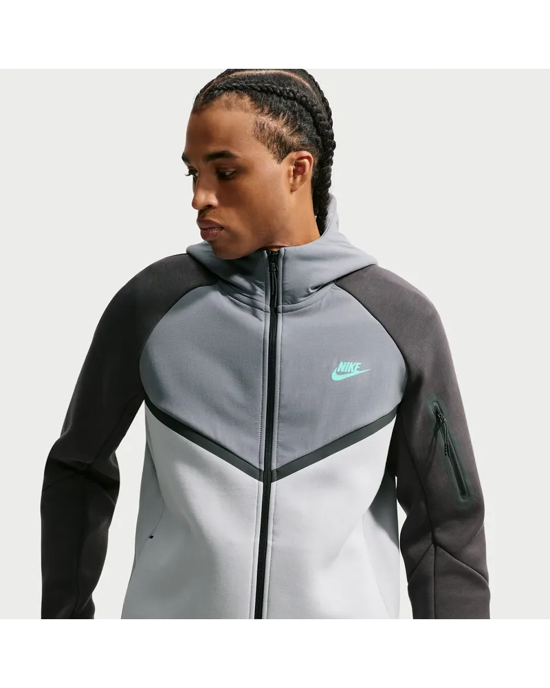 Nike Tech Windrunner-Jacke aus Fleece mit durchgehendem Reißverschluss (Herren) - Grau Grau