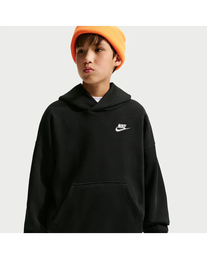 Nike Club Fleece Oversize-Hoodie (ältere Kinder) - Schwarz Schwarz