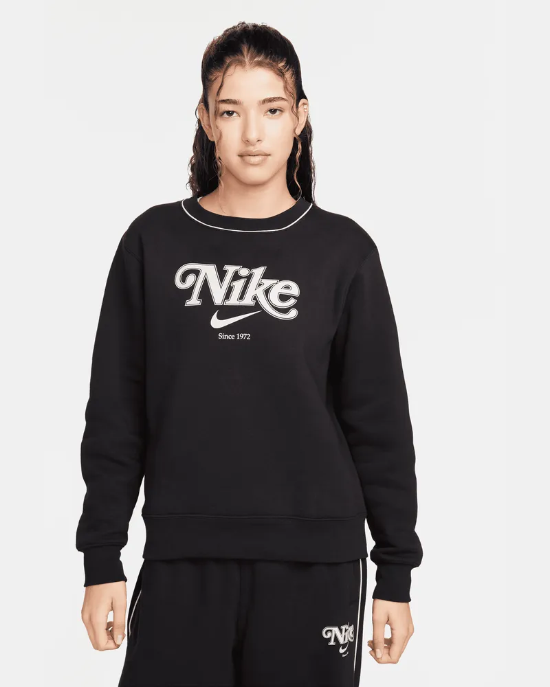 Nike Sportswear Fleece-Sweatshirt mit Rundhalsausschnitt für Damen - Schwarz Schwarz