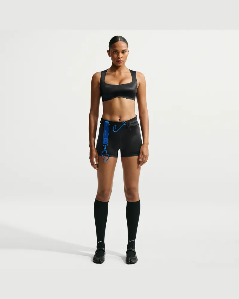 Nike SKIMS Satin Shine Boyshorts mit mittelhohem Bund und Kordelzug (ca. 5 cm, Damen) - Schwarz Schwarz