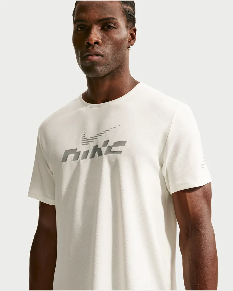 Nike Miler Flash Dri-FIT UV Kurzarm-Laufoberteil (Herren) - Weiß Weiß
