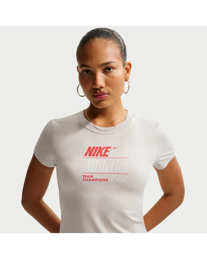 Nike Chill Knit schmal geschnittenes Mod-Cropped-T-Shirt (Damen) - Grau Grau