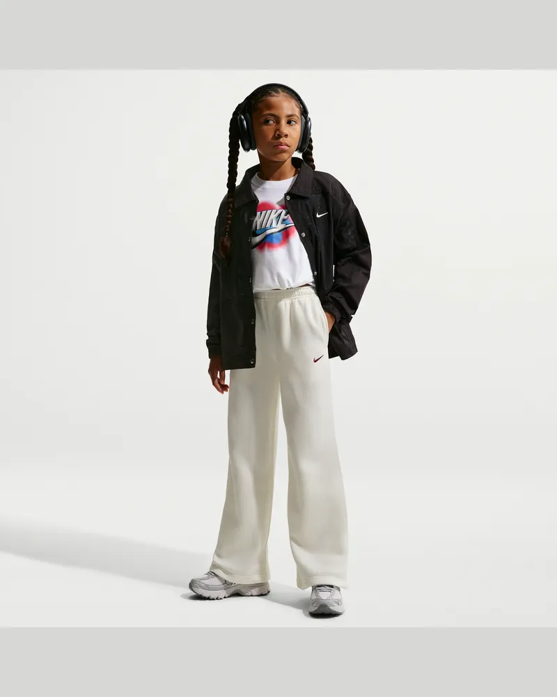 Nike Studio Fleece Hose mit offenem Saum (Mädchen) - Weiß Weiß