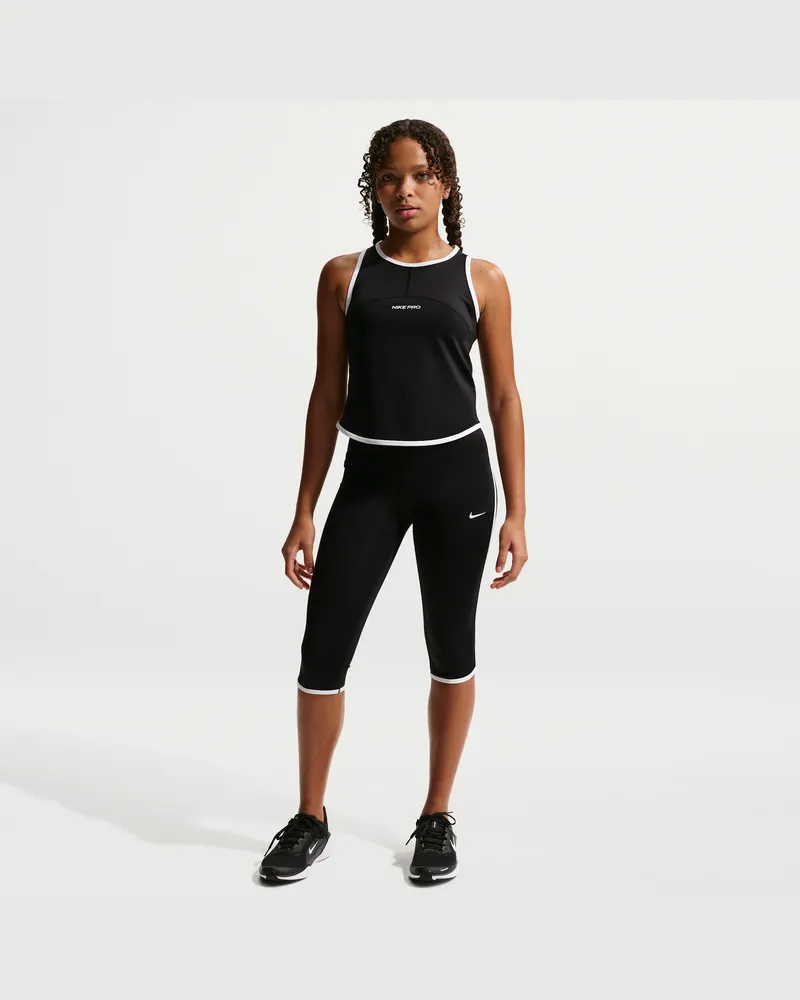 Nike Pro Dri-FIT Trainings-Caprihose (Mädchen) - Schwarz Schwarz
