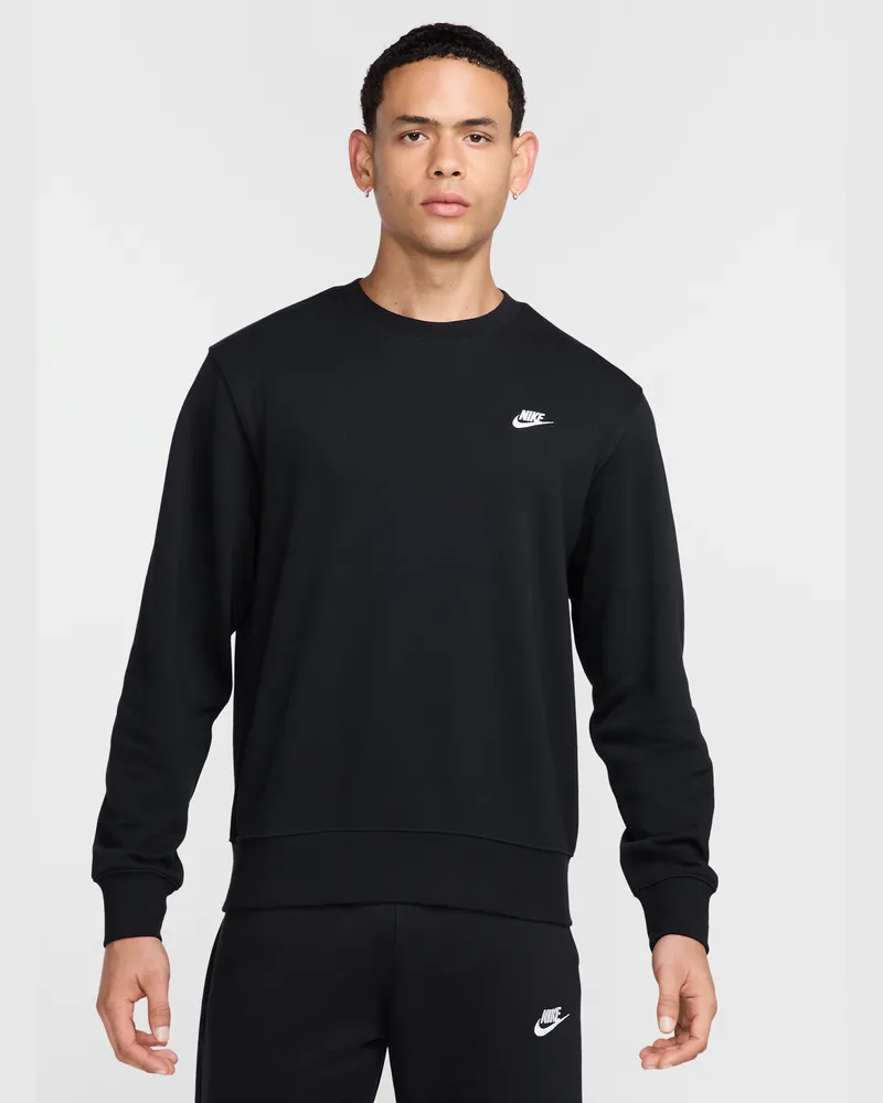 Nike Club Herren-Rundhalsshirt aus French Terry - Schwarz Schwarz