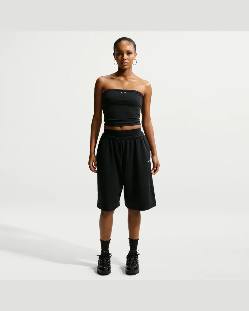 Nike Oversize-Bermudashorts aus French Terry mit mittelhohem Bund (Damen) - Schwarz Schwarz