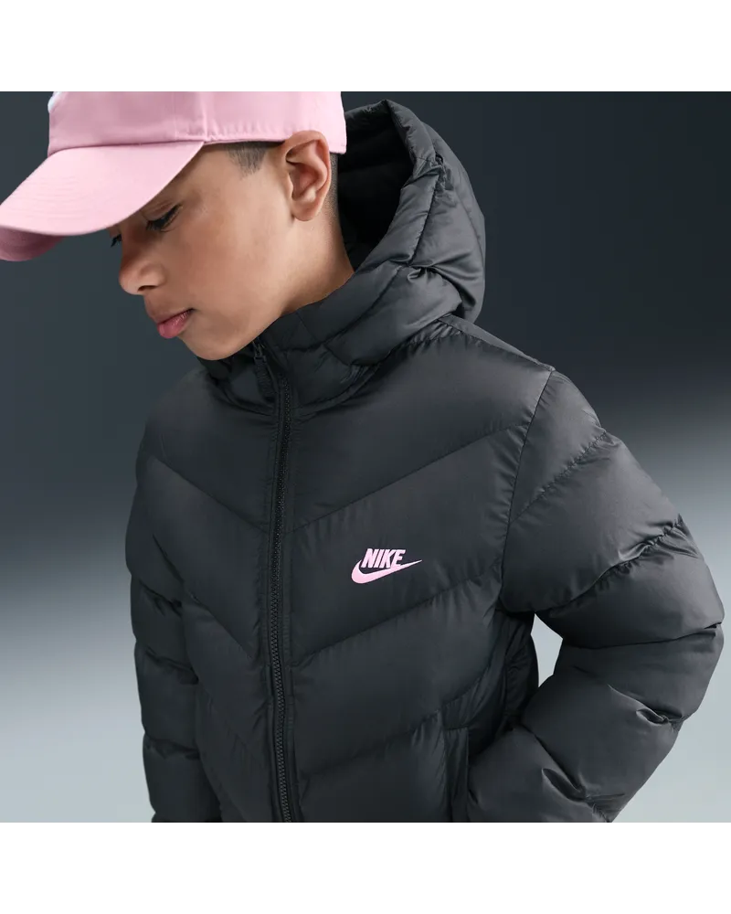 Nike All Day Play Therma-FIT-Puffer-Jacke mit weiter Passform (ältere Kinder) - Schwarz Schwarz