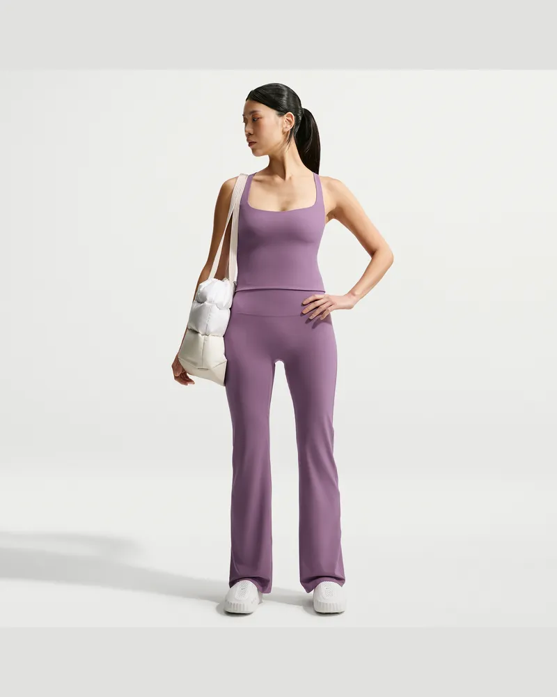 Nike Zenvy ausgestellte Leggings mit hohem Bund und ohne Frontnaht (Damen) - Lila Lila