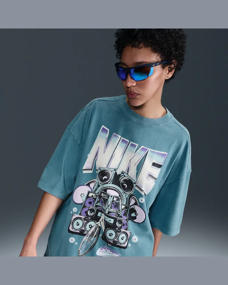 Nike Sportswear extragroßes Kurzarm-T-Shirt (Damen) - Blau Blau