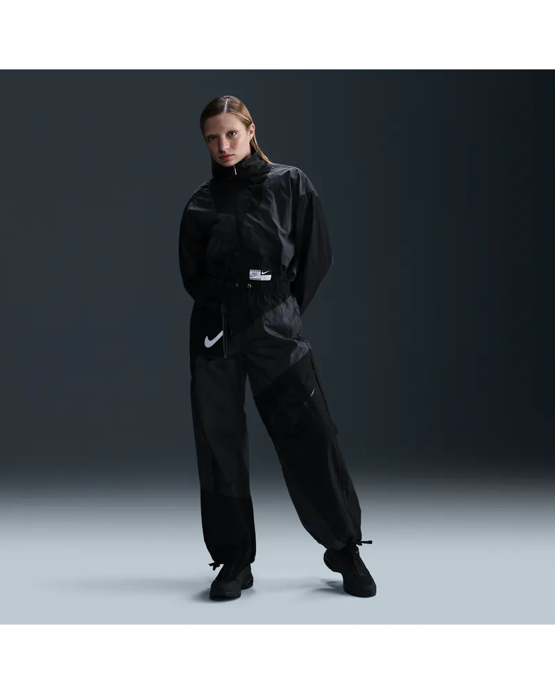 Nike Sportswear lockere Webhose mit mittelhohem Bund und offenem Saum (Damen) - Grau Grau