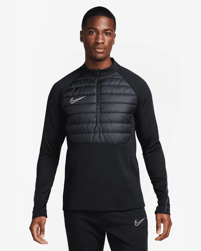 Nike Academy Winter Warrior Therma-FIT Fußballoberteil mit Halbreißverschluss für Herren - Schwarz Schwarz