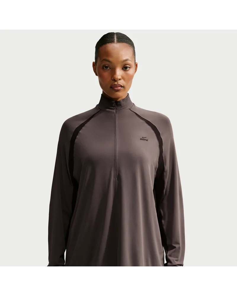 Nike SKIMS Stretch Knit Longsleeve mit Halbreißverschluss (Damen) - Braun Braun