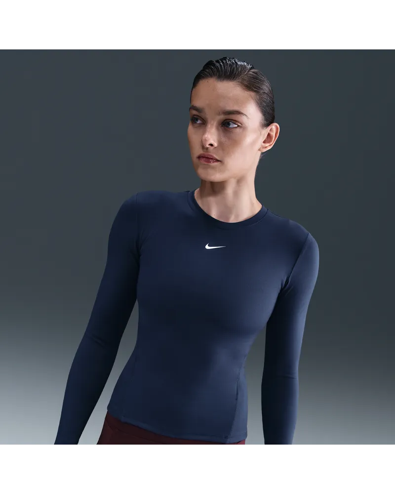 Nike One Fitted Dri-FIT Longsleeve-Oberteil für Damen - Blau Blau