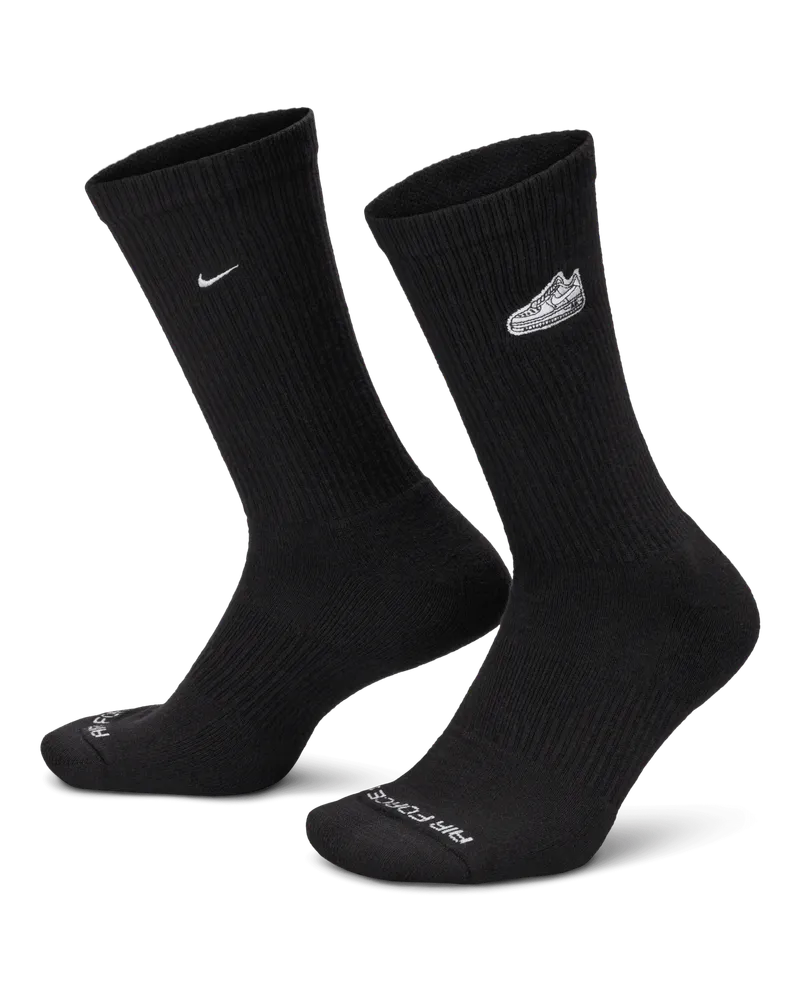 Nike Everyday Plus gepolsterte Crew-Socken (1 Paar) - Schwarz Schwarz