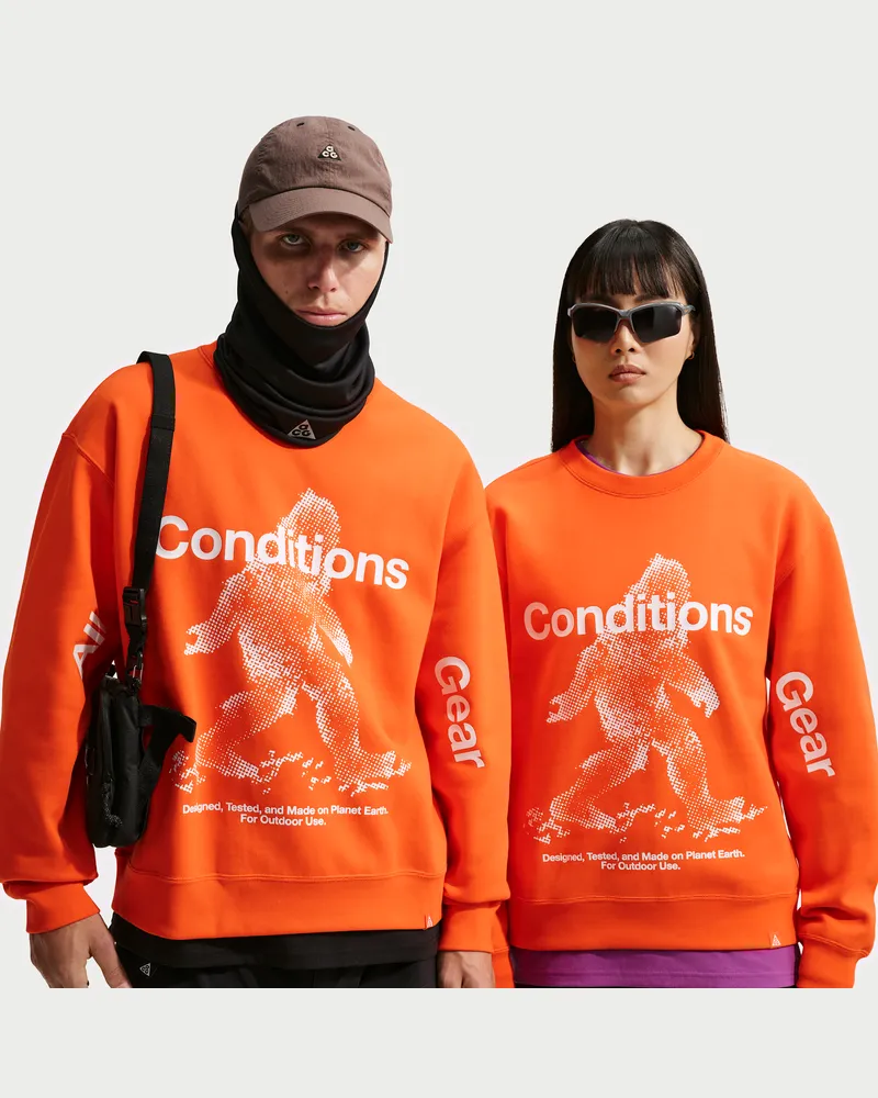 Nike ACG "Tuff Fleece" Sweatshirt mit Therma-FIT-Technologie und Rundhalsausschnitt (Herren) - Orange Orange