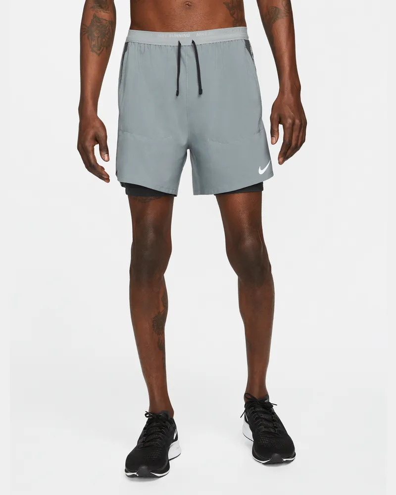Nike Stride Dri-FIT Hybrid-Laufshorts für Herren (ca. 12,5 cm) - Grau Grau